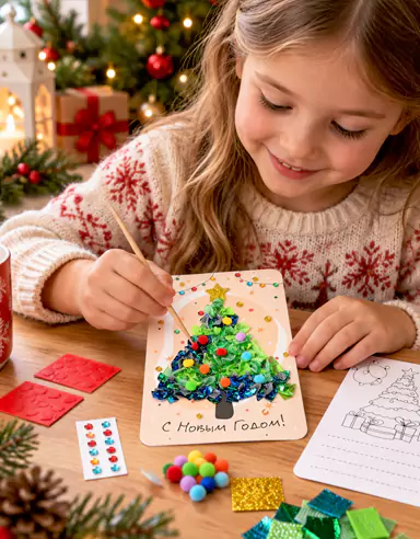 Kit DIY Kerajinan Stiker Tiga Dimensi Natal Anak-anak
